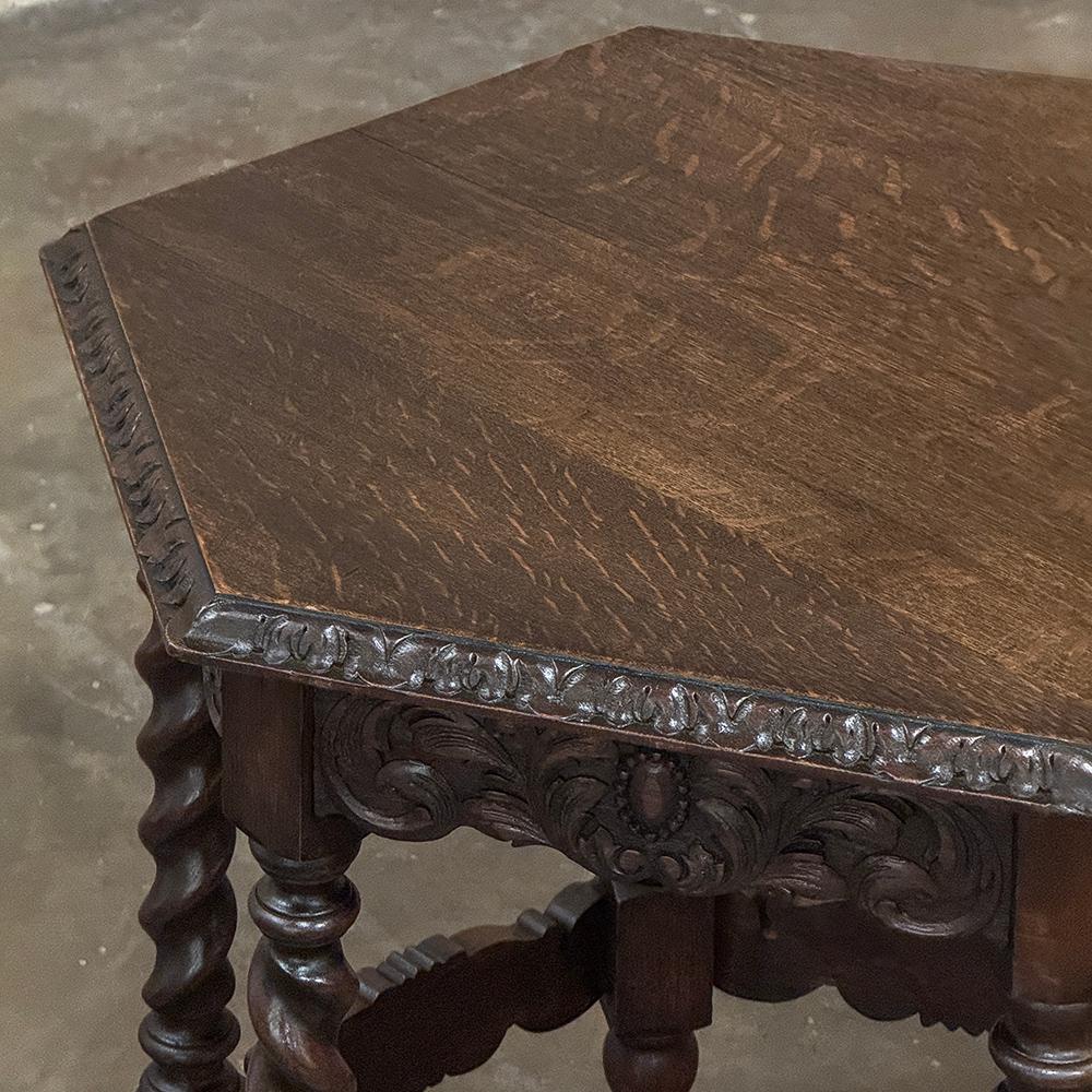 Antique Hexagonal Barley Twist End Table For Sale 5
