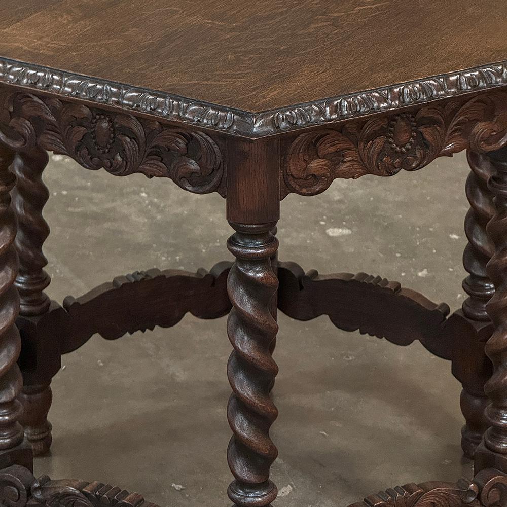 Antique Hexagonal Barley Twist End Table For Sale 7