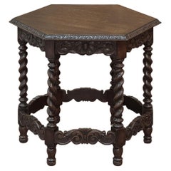 Mesa auxiliar antigua hexagonal de cebada torcida