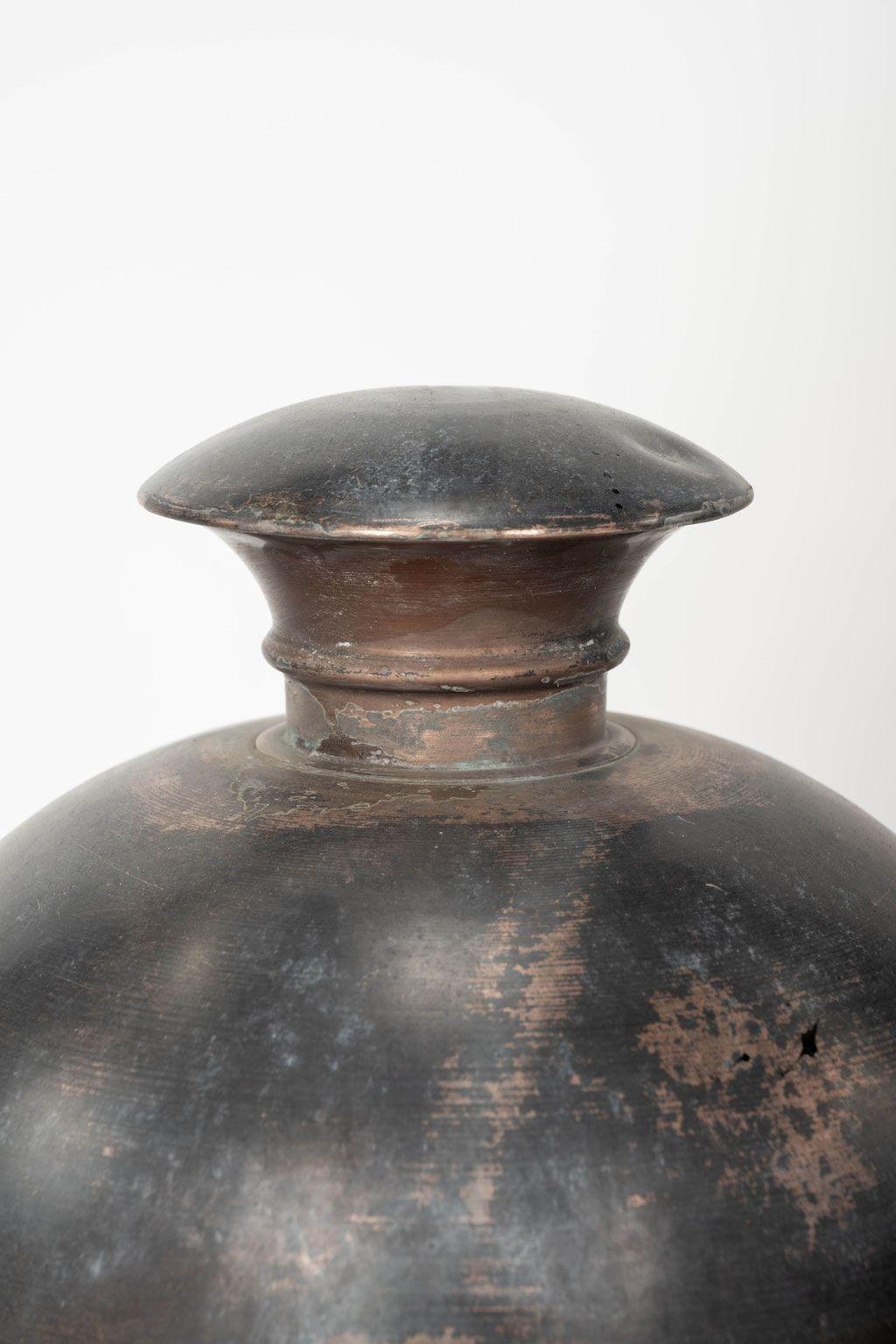 Antiguo Farol Hexagonal de Cobre Abovedado con Paneles de Cristal Francés en venta