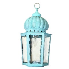 Antique Hexagonal Hanging Lantern / Pendant Light - 19”H x 9”.5 W