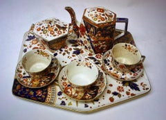 Antique Hexagonal Old Derby Imari Tea Set