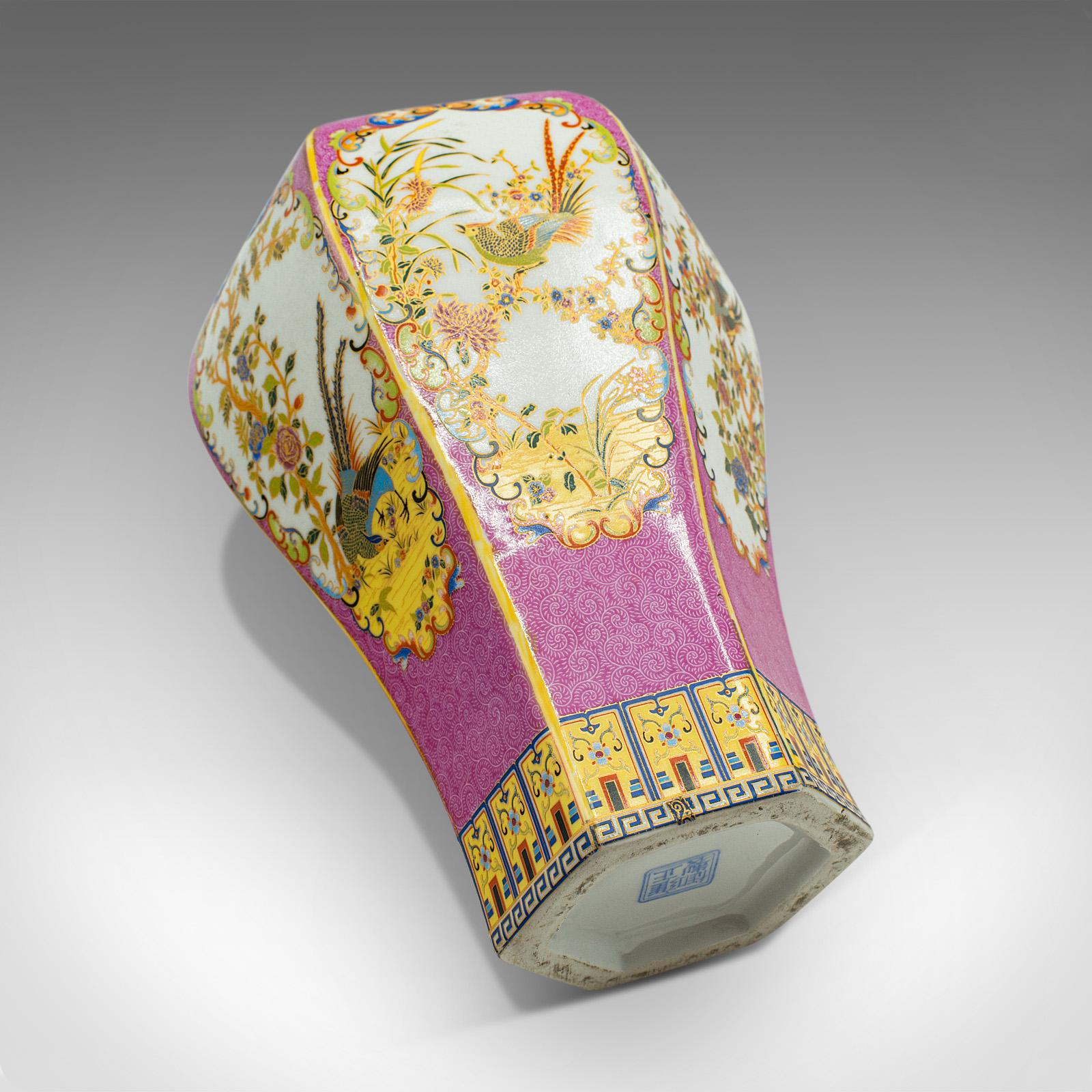 Antike sechseckige Posy-Vase, Chinesisch, Keramik, Balusterurne, viktorianisch, Qing im Angebot 4