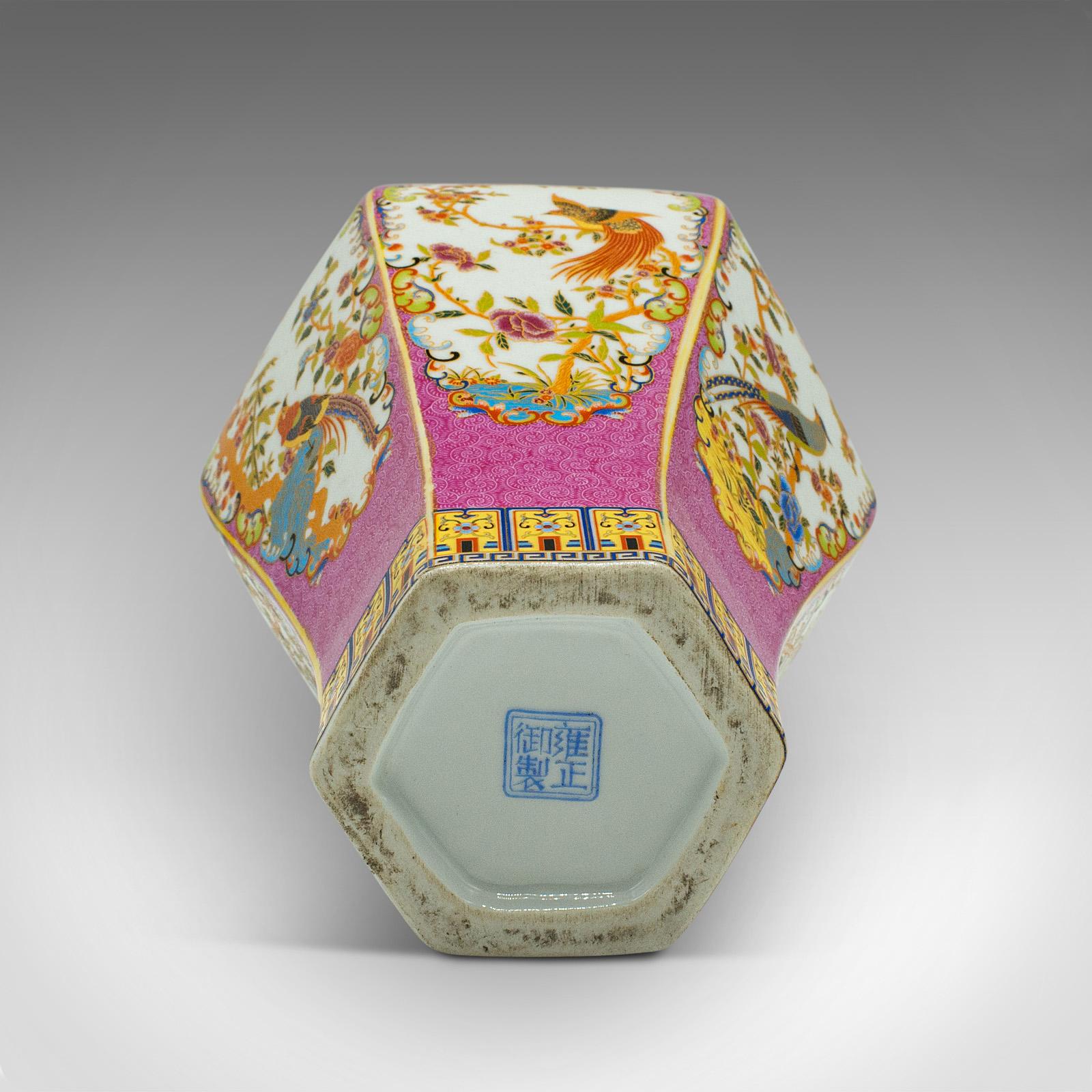 Antike sechseckige Posy-Vase, Chinesisch, Keramik, Balusterurne, viktorianisch, Qing im Angebot 5