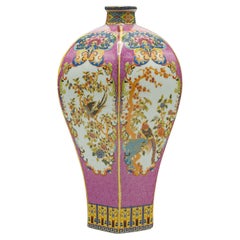 Antike sechseckige Posy-Vase, Chinesisch, Keramik, Balusterurne, viktorianisch, Qing