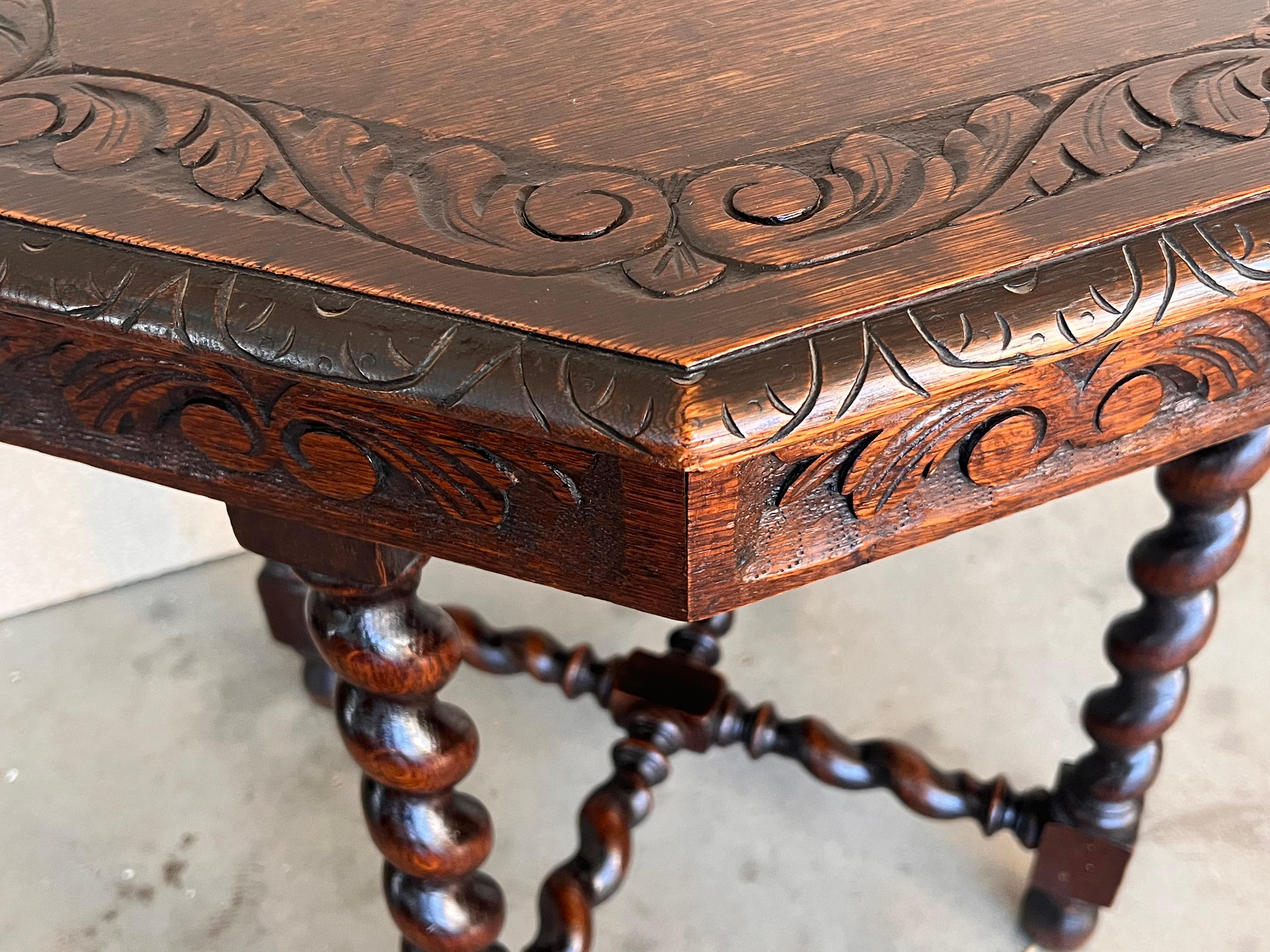 Antique Hexagonal Side or Center Walnut Table with Six Carved Legs For Sale 2