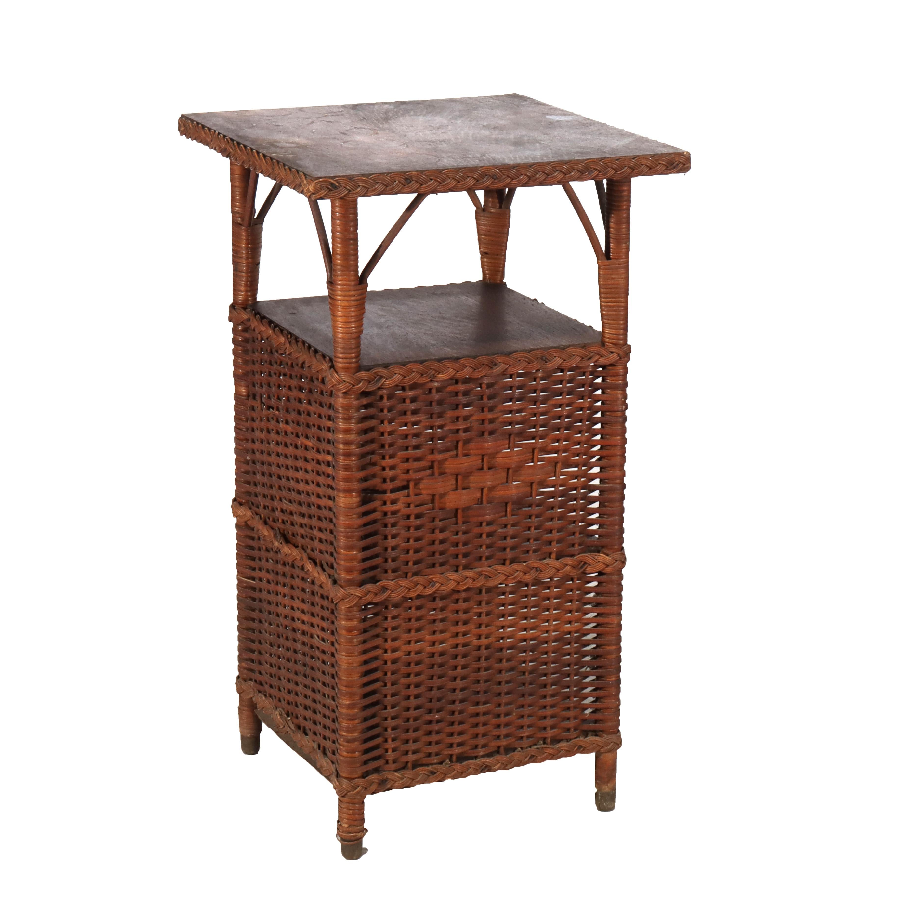 ***Reduced In-House Delivery Rates - Click on “Ask Seller” to Request a Quote***
Antique Heywood Wakefield Arts & Crafts Oak & Wicker Magazine Stand C1920
Measures - 29.5