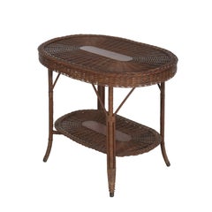 Antique Heywood & Wakefield Arts & Crafts Wicker & Oak Table Signed c1920