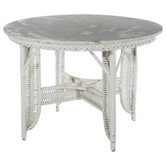 \Antique Heywood Wakefield School Wicker Circular Dining Table, 20th C
