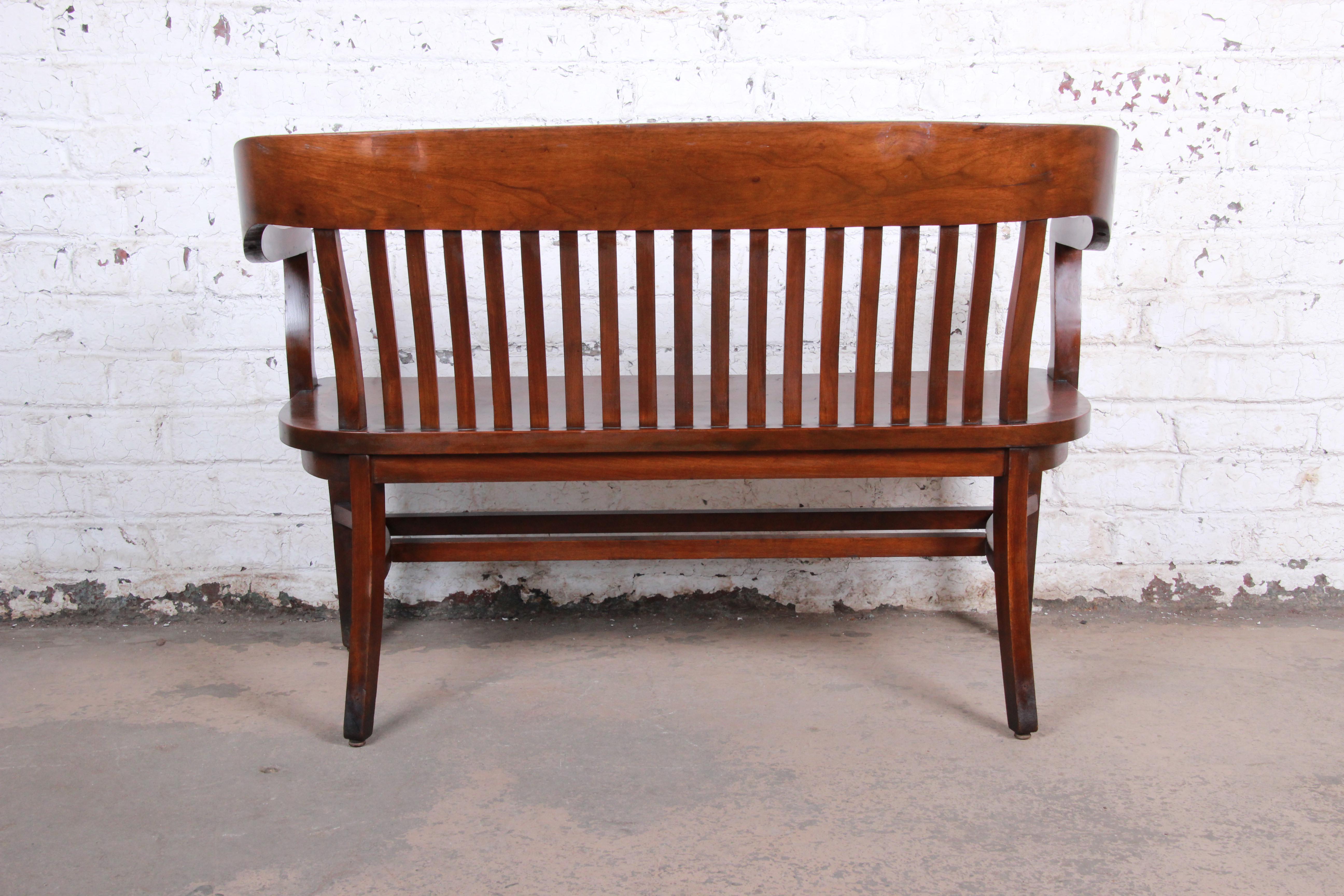 Mid-20th Century Antique Heywood-Wakefield Solid Walnut Lawyer's Bench