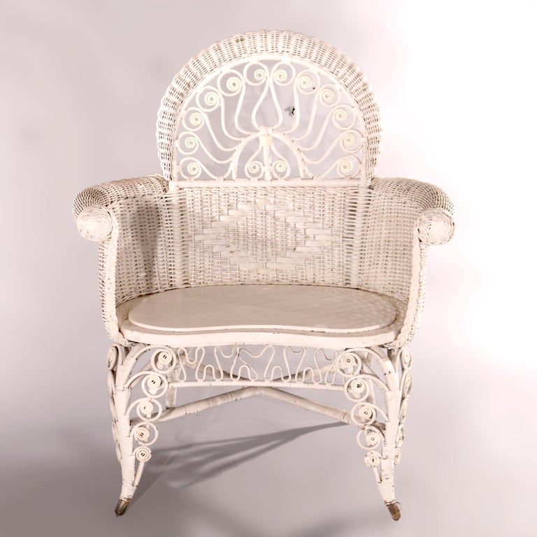 Antique Heywood Wakefield Victorian Wicker Chair, circa 1890 For Sale