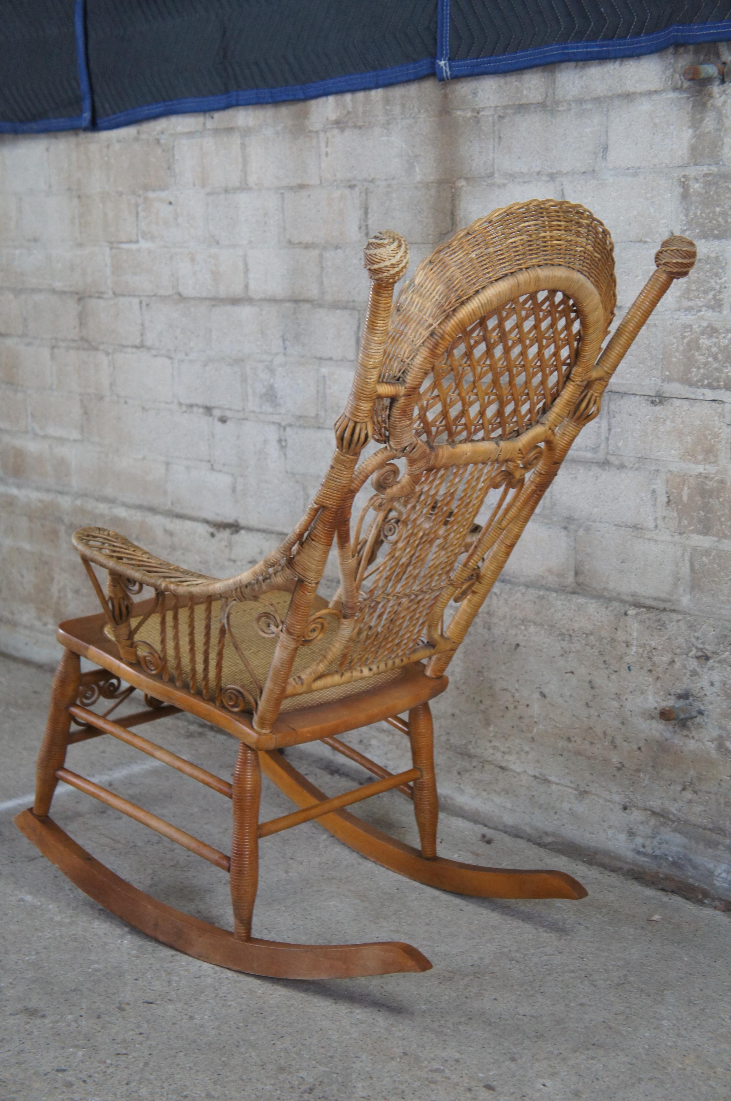 Antique Child's Wicker Rocking Chair Circa 1880's Victorian Rocker