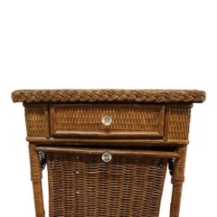 Antique Heywood Wakefield Wicker Sewing Stand Signed C1920