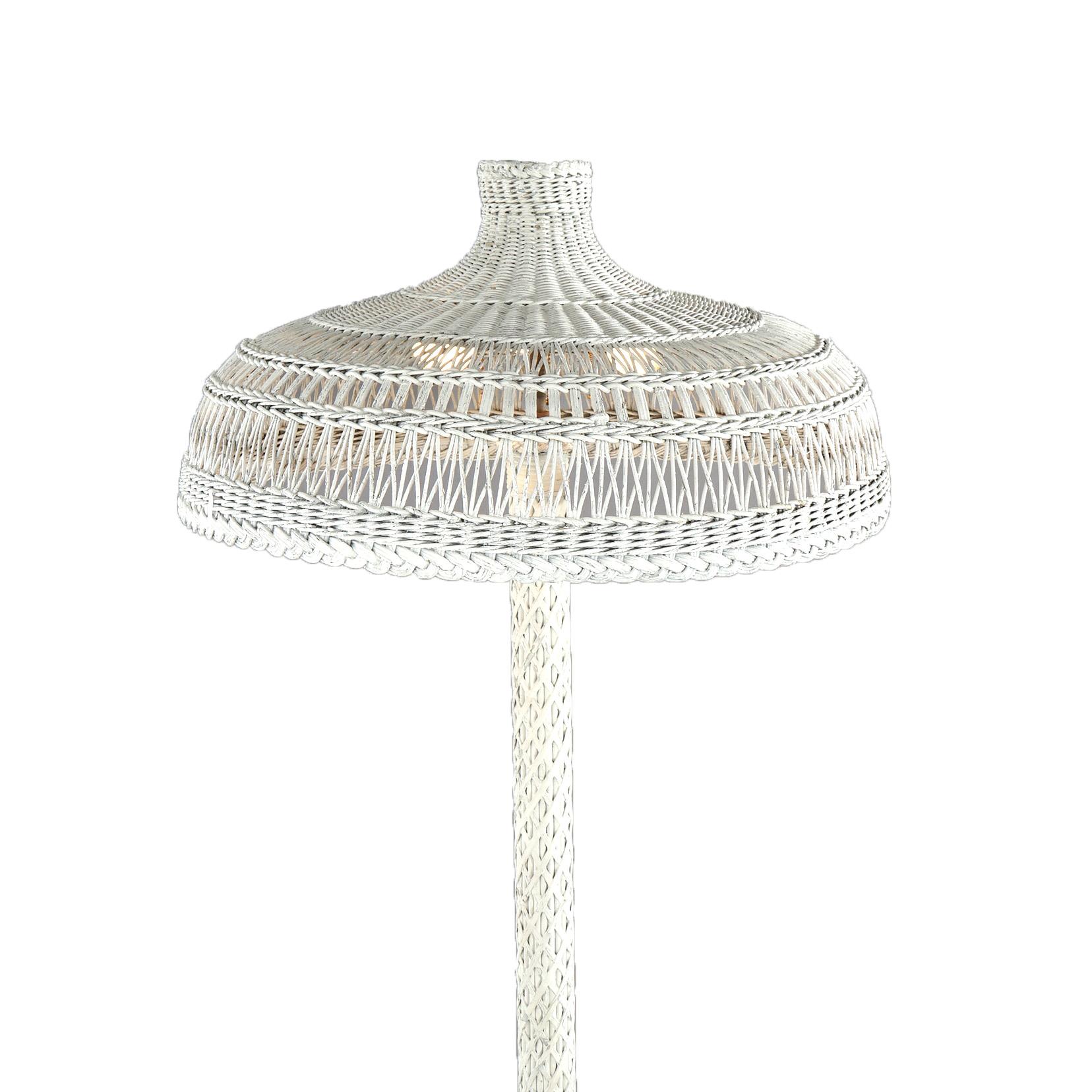 Antike Heywood Wakefield Wicker Dreifach-Leuchten-Stehlampe aus Korbweide, um 1920 (amerikanisch)