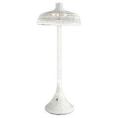 Antike Heywood Wakefield Wicker Dreifach-Leuchten-Stehlampe aus Korbweide, um 1920