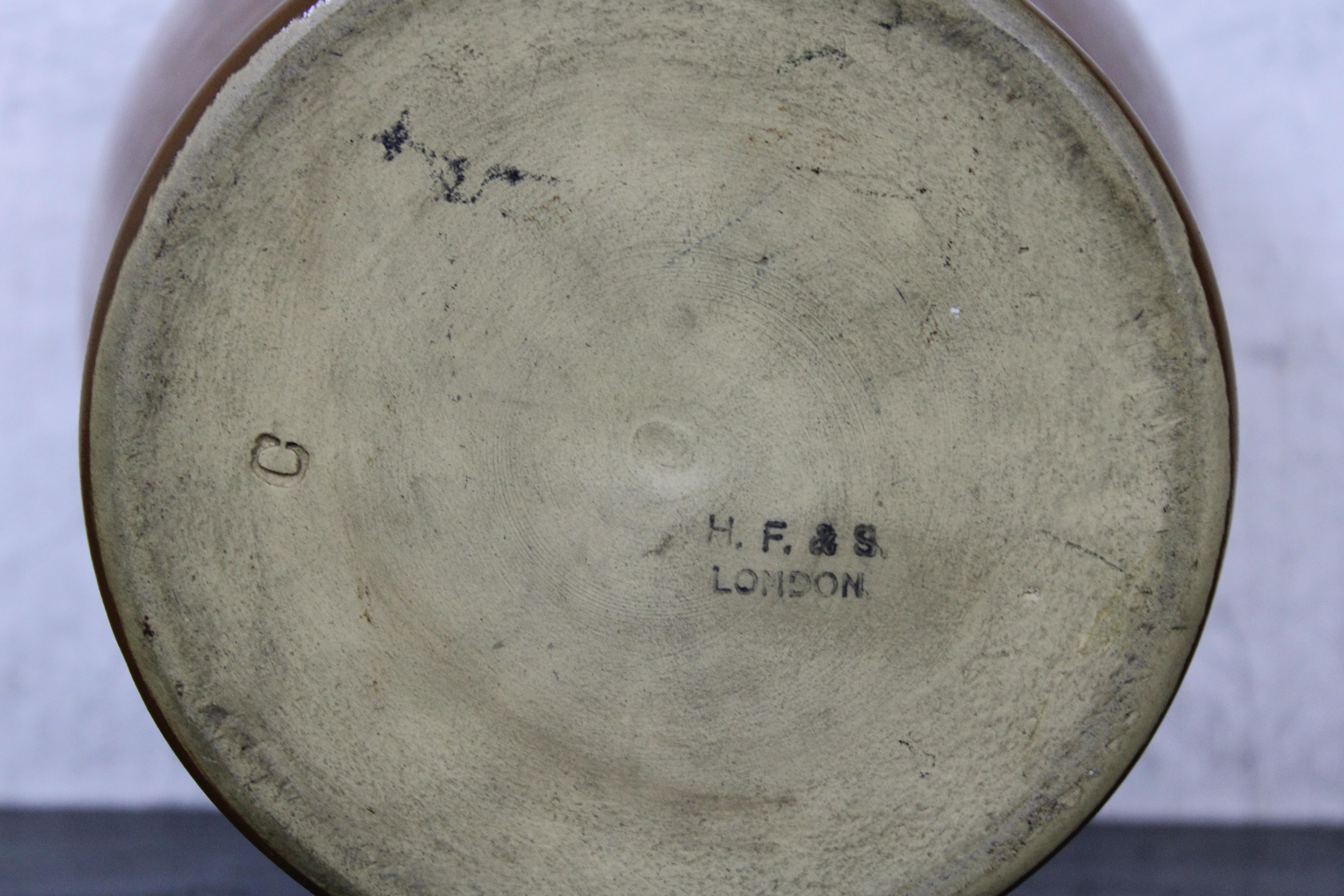 Antique HF&S London Orange Stoneware Virginia Tobacco Jar Canister Caddy 3