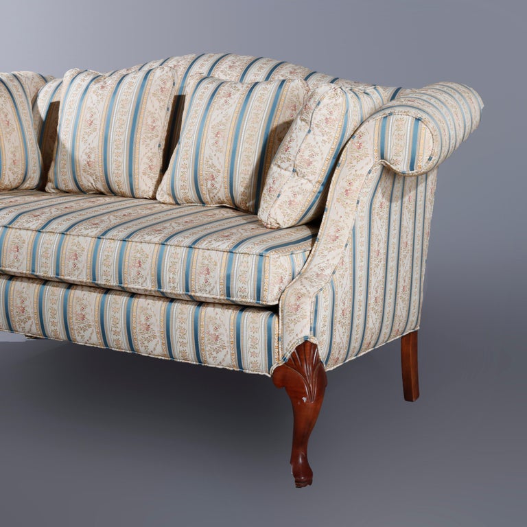 Upholstery Antique Laine of Hickory Queen Anne Mahogany Settee, 20th Century For Sale