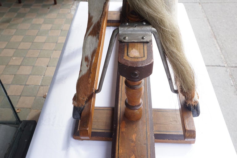 Antique Hide Covered Carved Wood Hobby Horse from The Schwarz Toy