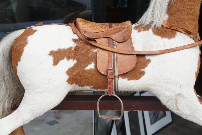 Antique Hide Covered Carved Wood Hobby Horse from The Schwarz Toy