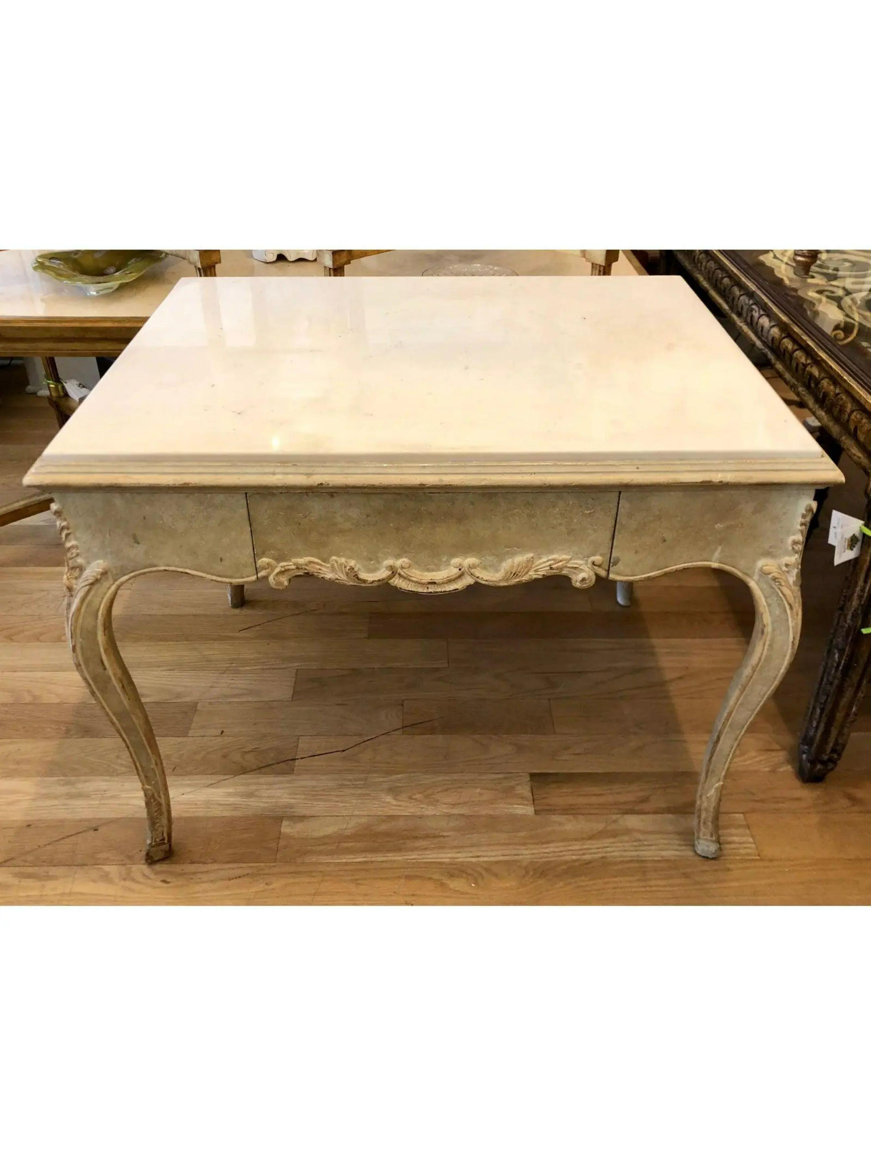 Gustavian Antique Hideaway House Beverly Hills Marble Top Nightstand End or Side Table For Sale