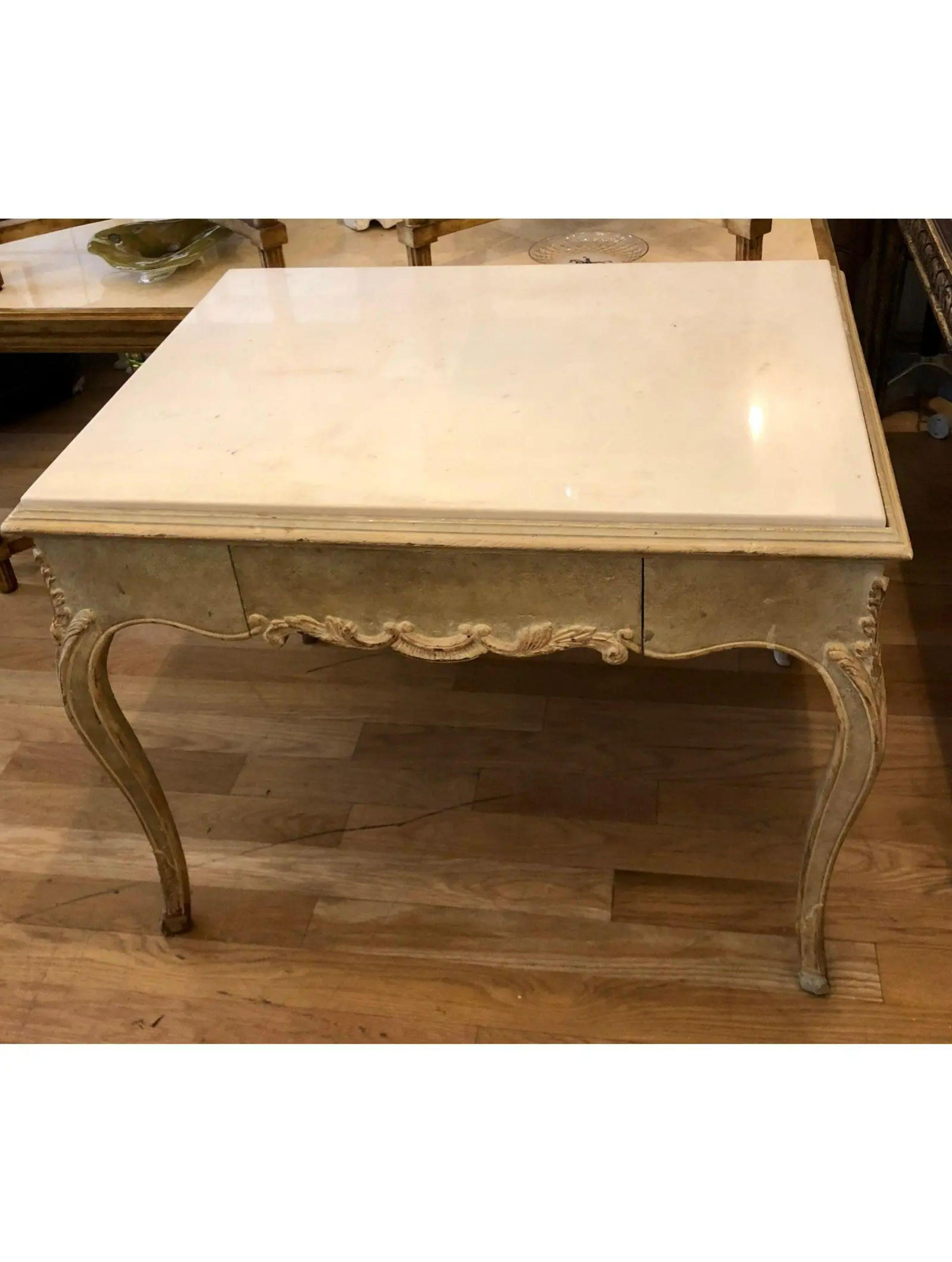 Antique Hideaway House Beverly Hills Marble Top Nightstand End or Side Table In Good Condition For Sale In LOS ANGELES, CA