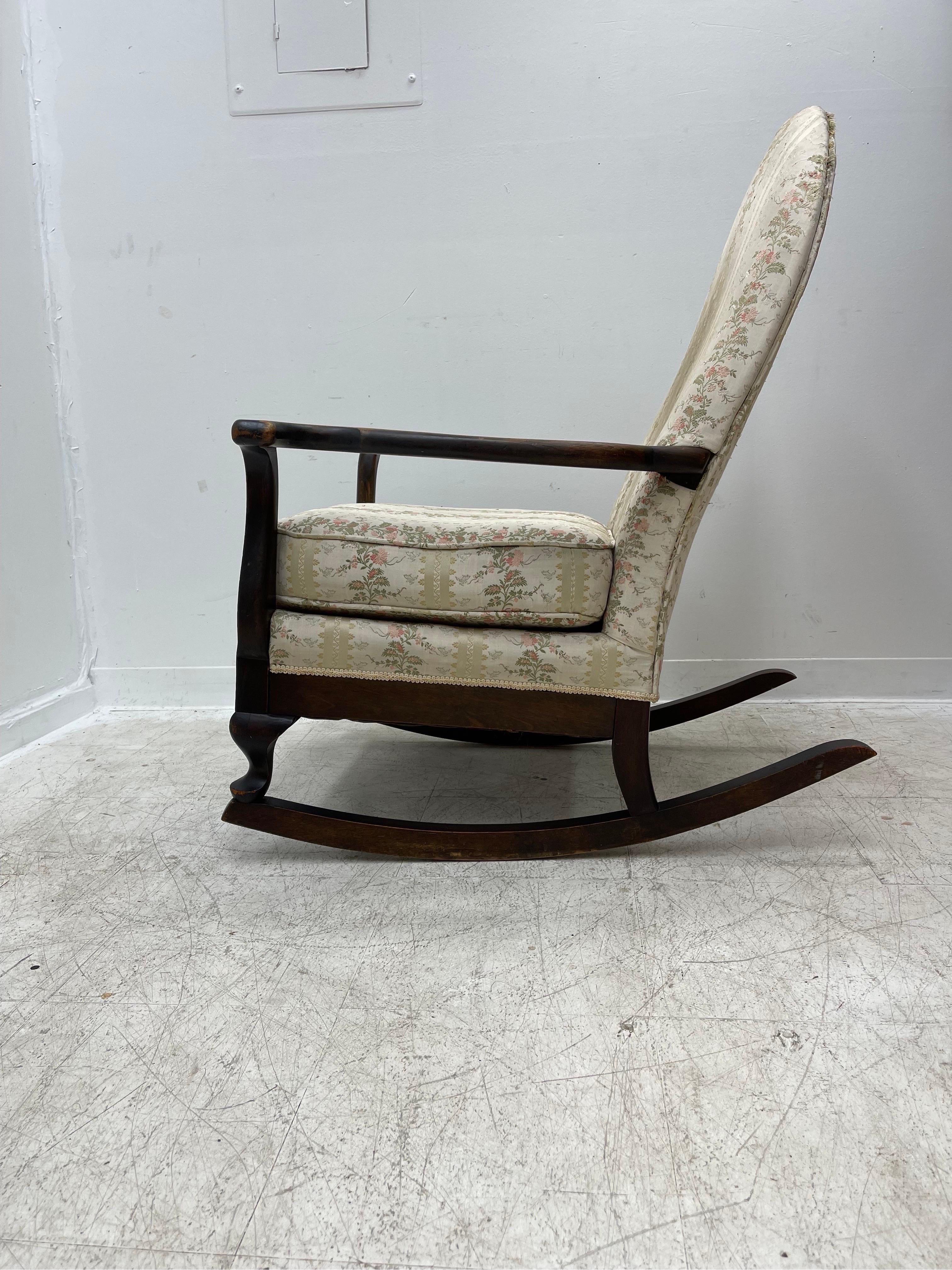 Late 20th Century Antique High Back Rocking Chair