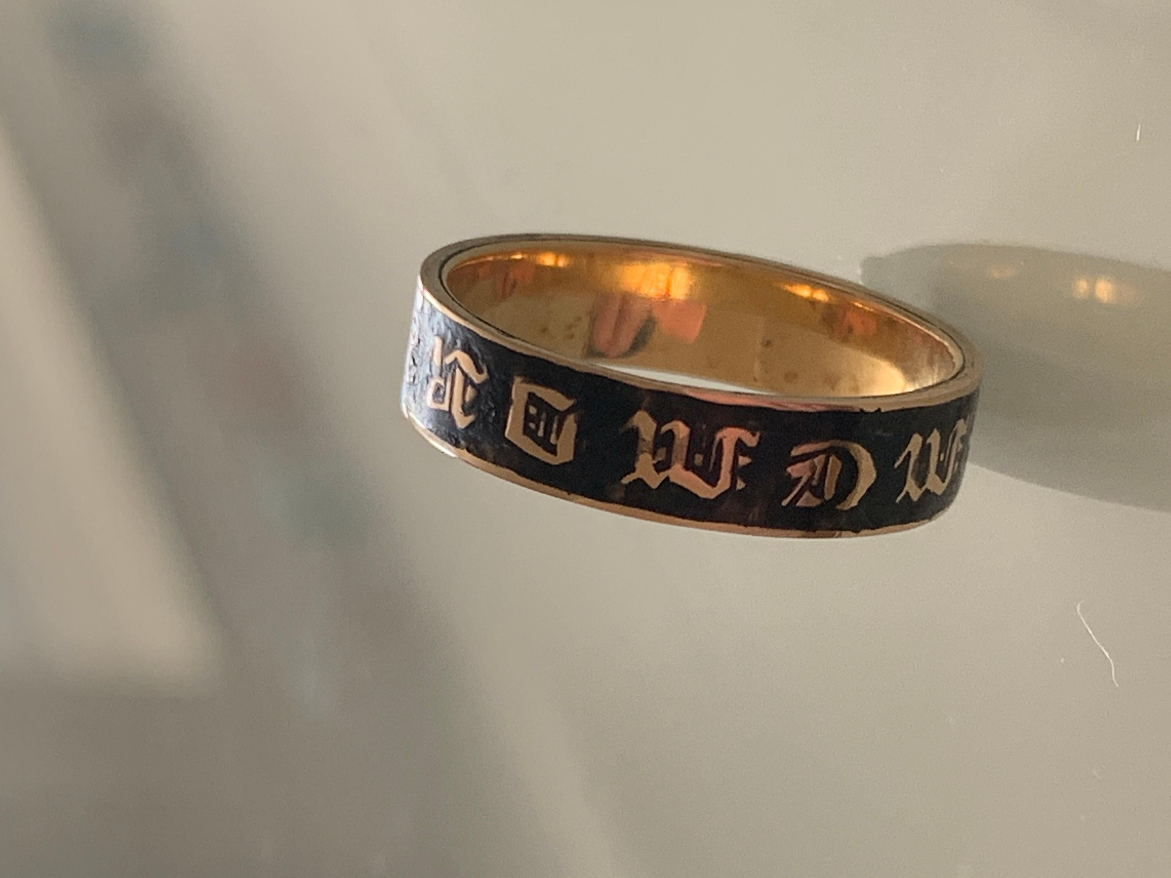 Antique High Carat Gold Memorial Ring For Sale 1