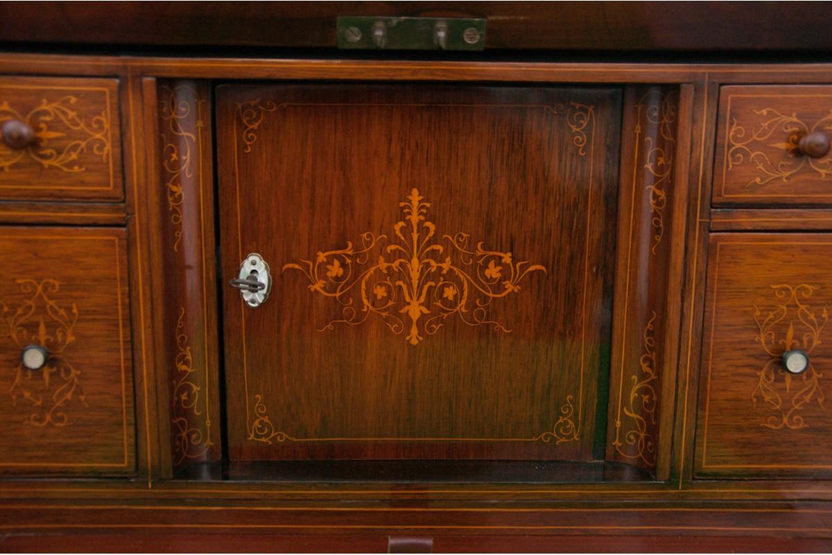 Antique High Gloss Secretary Desk, Scandinavia, circa 1950s, Restored 2
