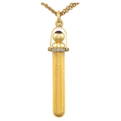 Antiker Teleskop-Bleistift-Anhänger aus hohem Karat Gold mit Diamanten im Rosenschliff