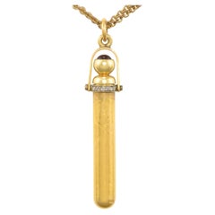 Antique High Karat Gold & Rose Cut Diamond Telescoping Pencil Pendant