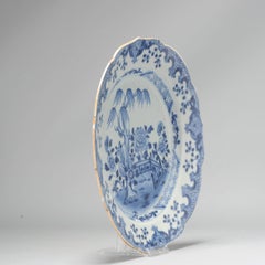 Antique High Quality Chinese Blue & White Willow Tree Garden Dish, 18th Century