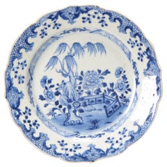 Antique High Quality Chinese Blue & White Willow Tree Garden Dish, 18th Century