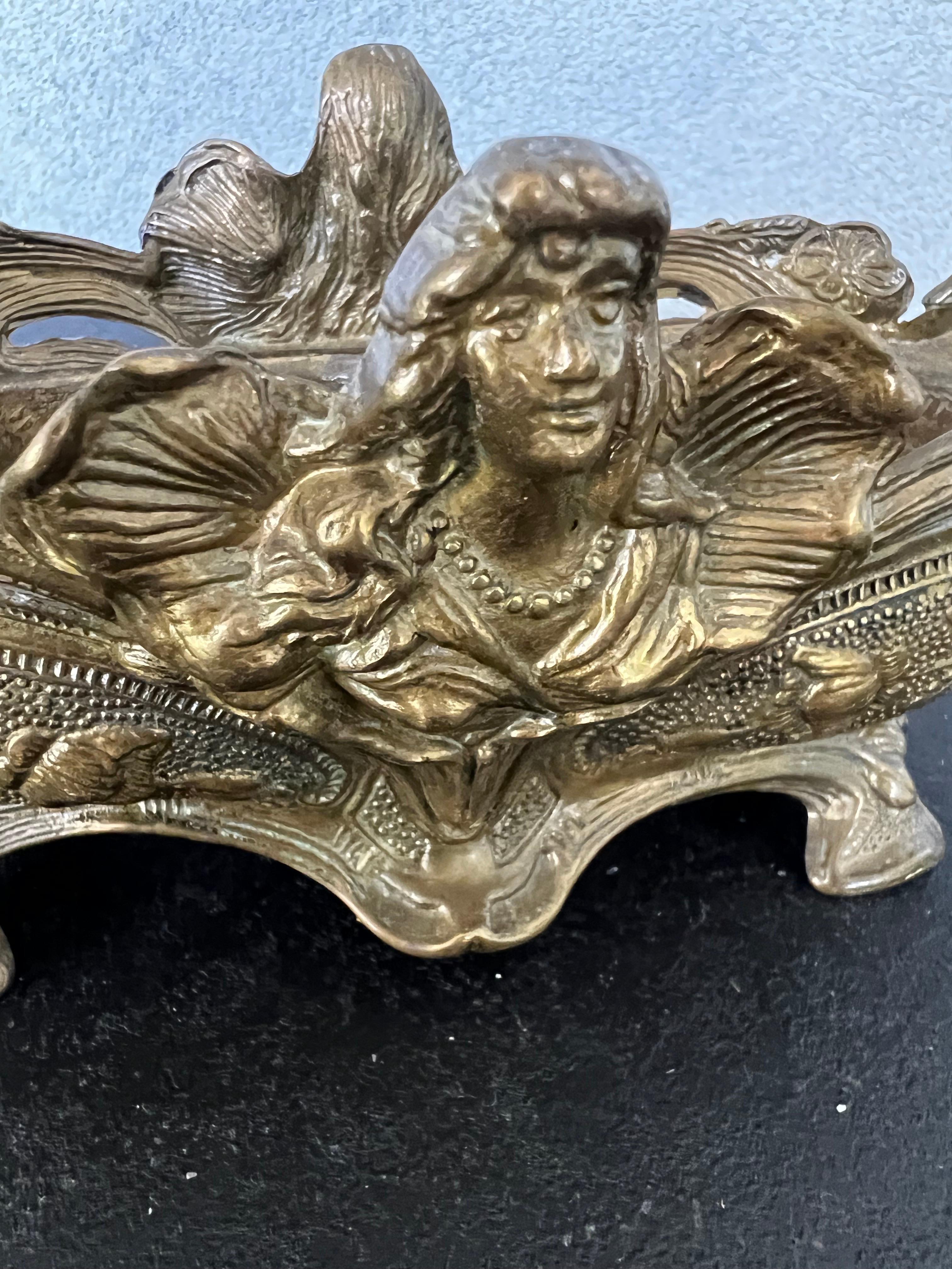 Cast Antique High Quality French Bronze Jardiniere Art Deco Planter  For Sale