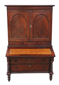 Antique High-Quality Mahogany Housekeeper's Cupboard with Secretaire, circa 1800