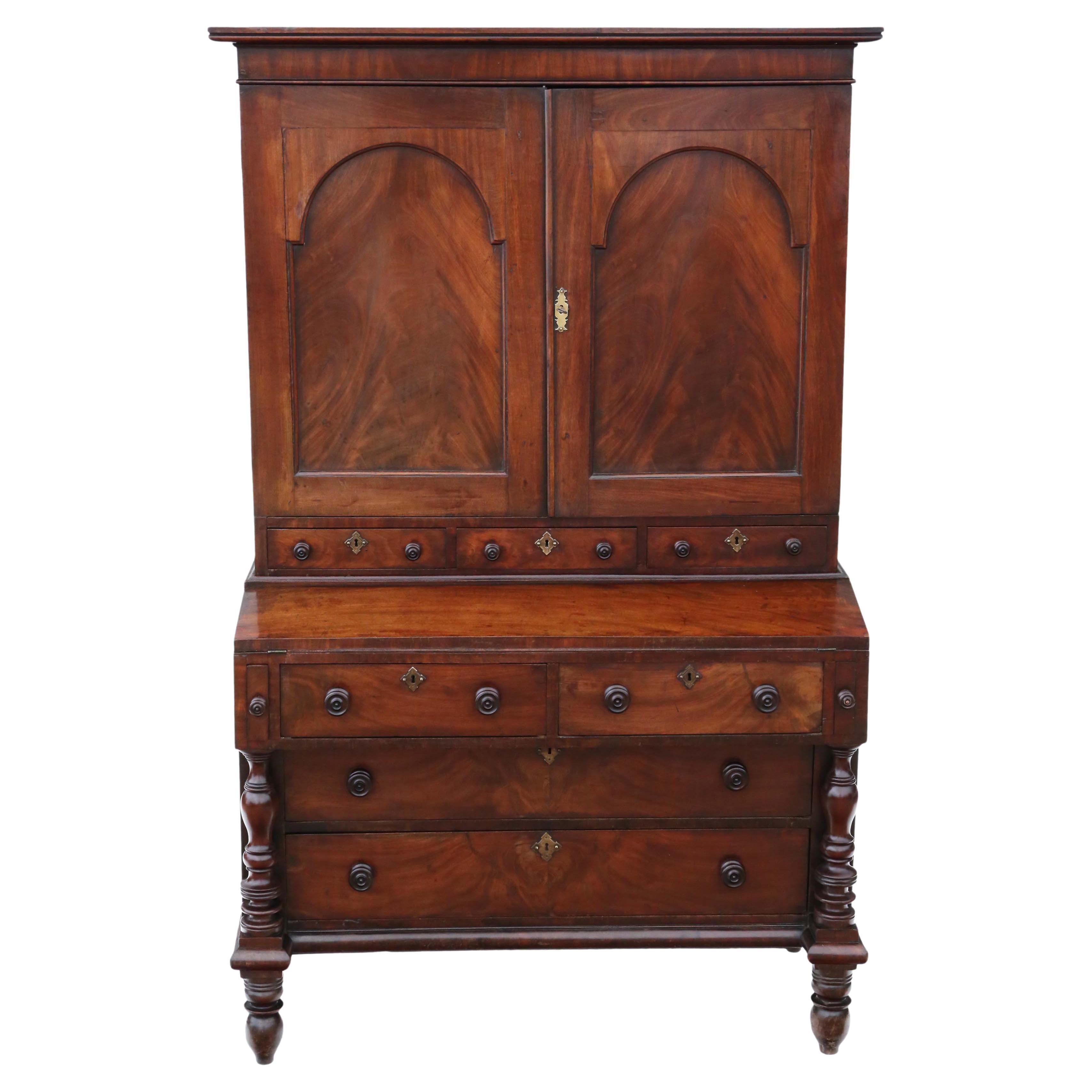Antique High-Quality Mahogany Housekeeper's Cupboard with Secretaire, circa 1800 For Sale
