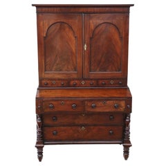 Antique High-Quality Mahogany Housekeeper's Cupboard with Secretaire, circa 1800