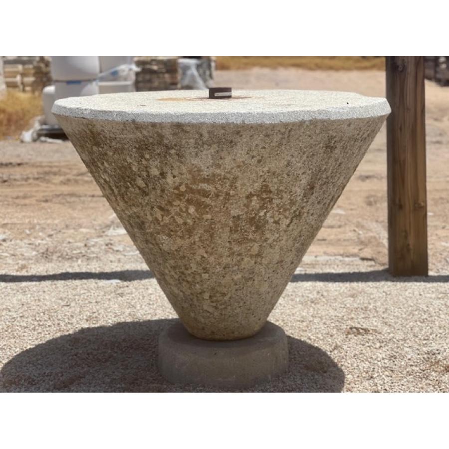 Antique high rough round granite table

Item #: GE-1629

Material: Granite
Dimensions: approx - 51.25”D x 41.25”H.