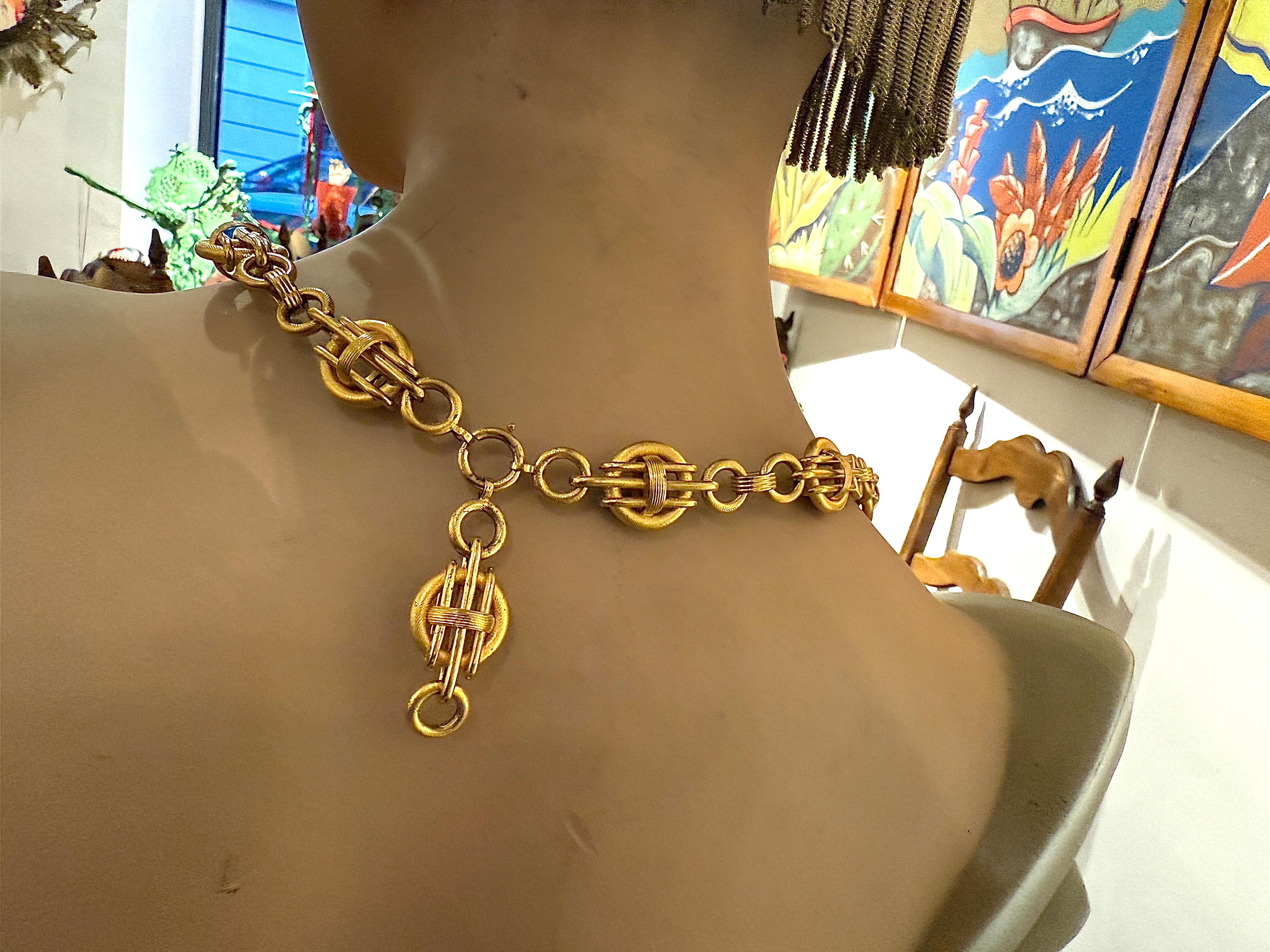 Antique High Victorian 18K Yellow Gold Necklace Collar For Sale 2