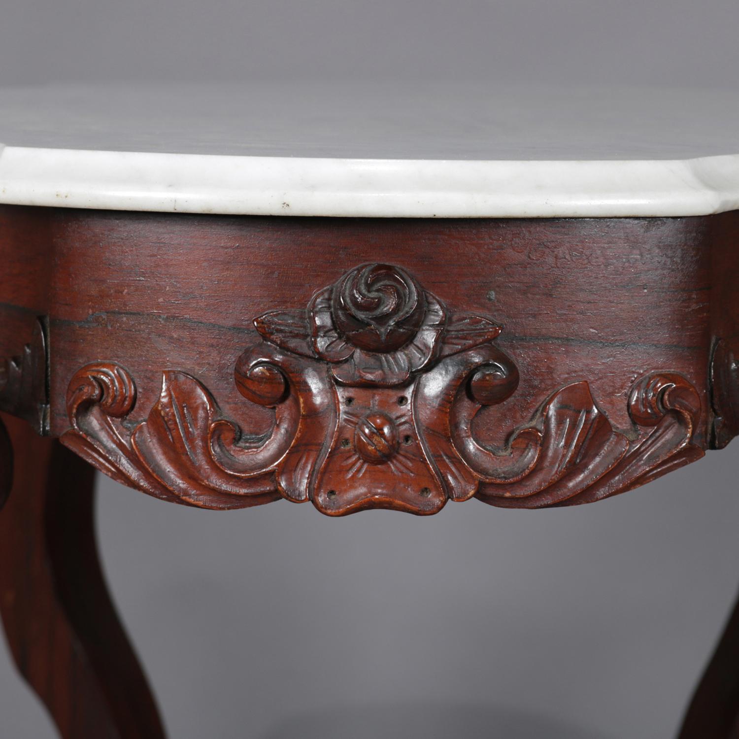 Antique High Victorian Carved Walnut and Marble Turtle Top Centre Table 5
