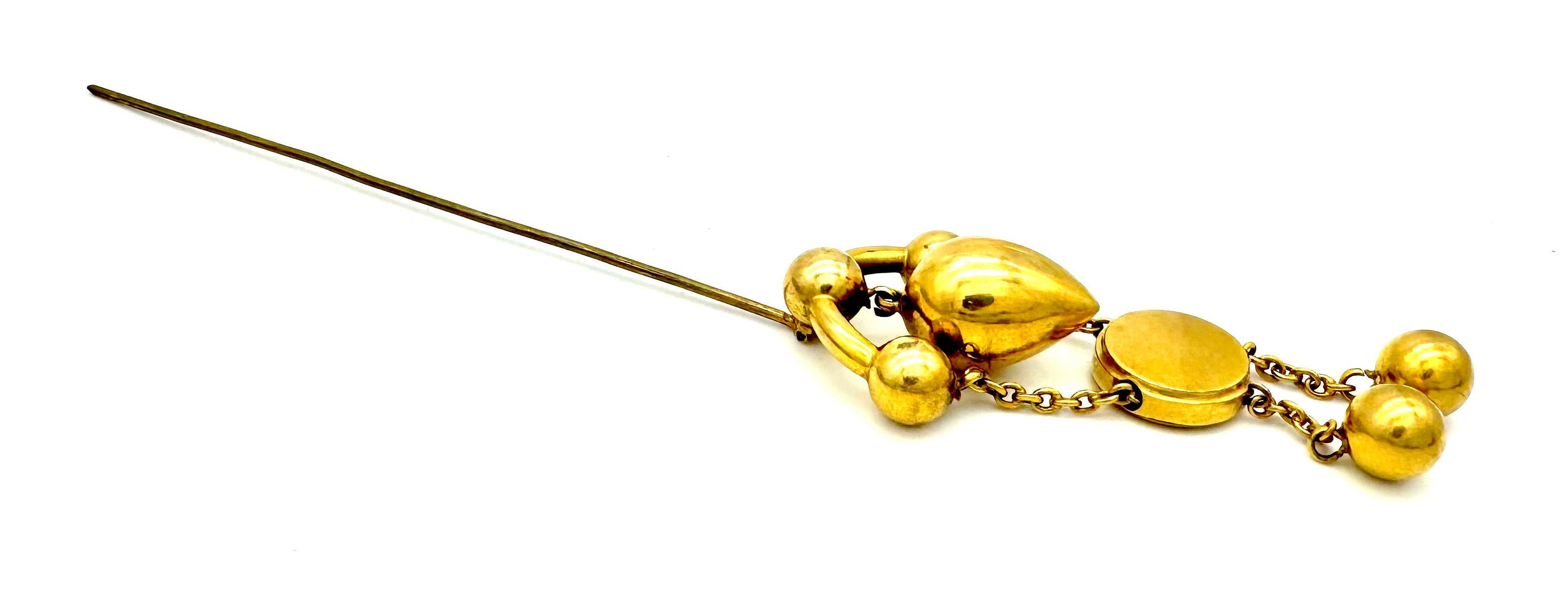 De las mujeres Antiguo Alfiler de Sombrero Alto Victoriano Metal Dorado Latón Adorno para el Pelo Alfiler de Pelo en venta
