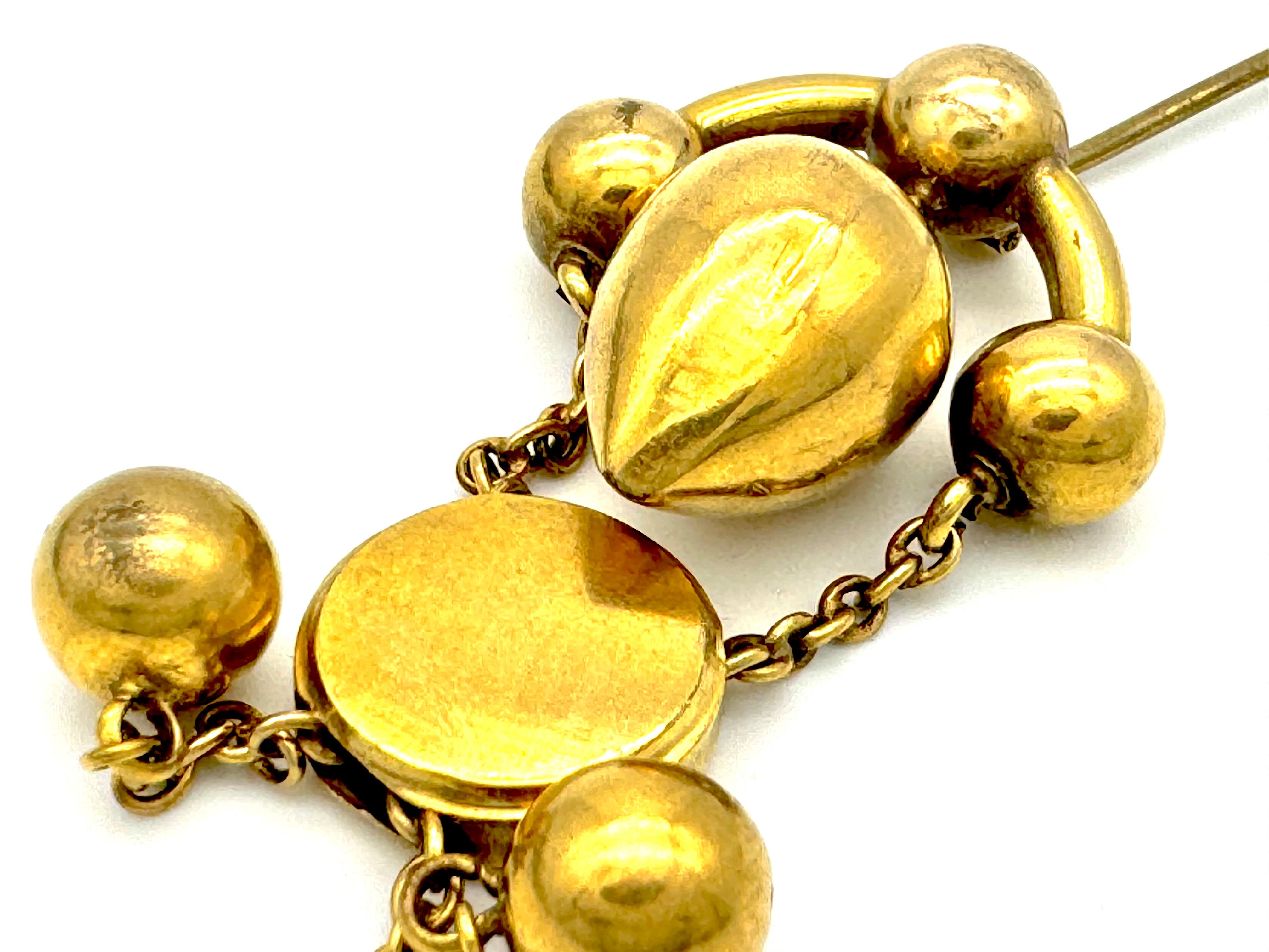 Antiguo Alfiler de Sombrero Alto Victoriano Metal Dorado Latón Adorno para el Pelo Alfiler de Pelo en venta 1