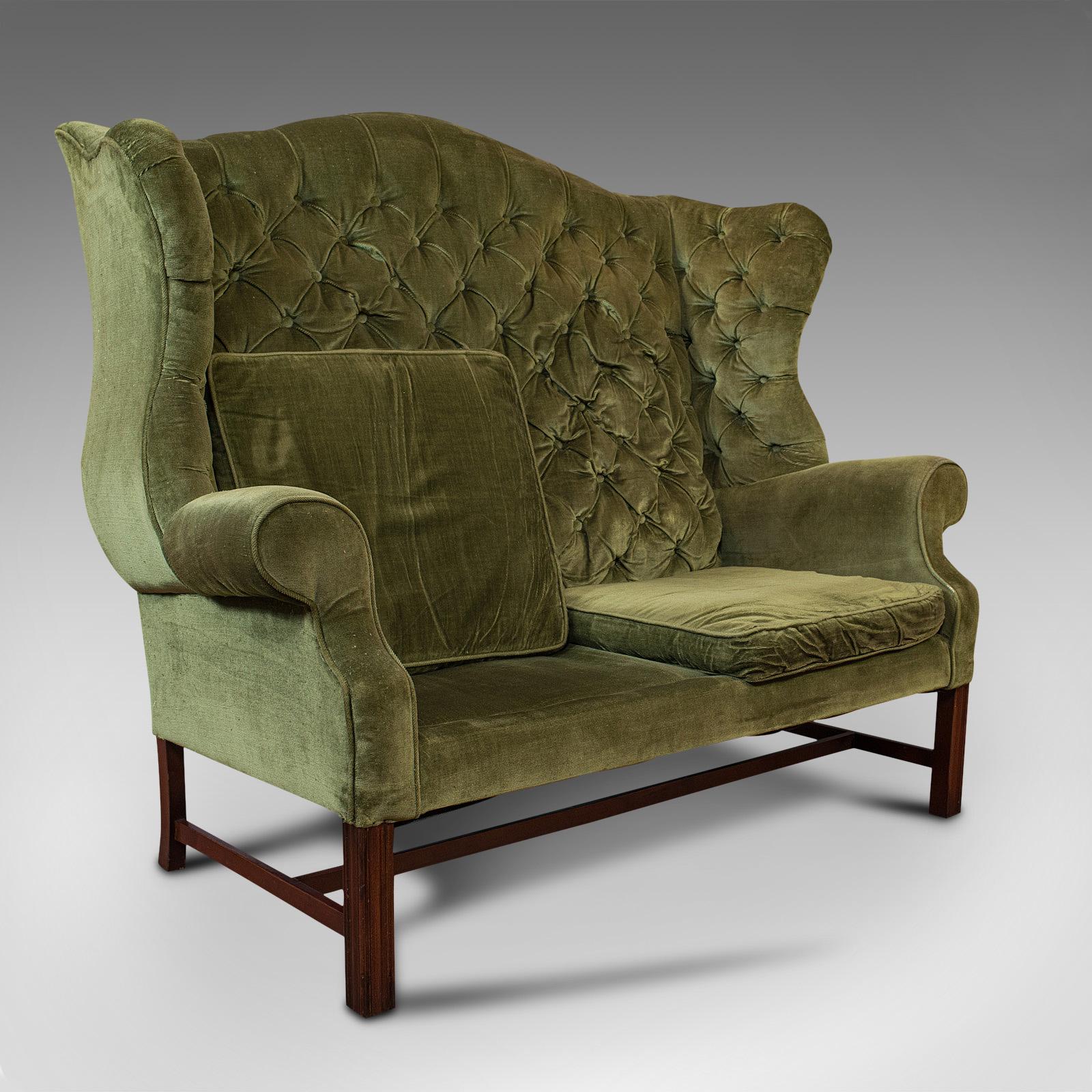 Antique High Wing-Back Settee, English, Sofa, Love Seat, Edwardian, circa 1910 3