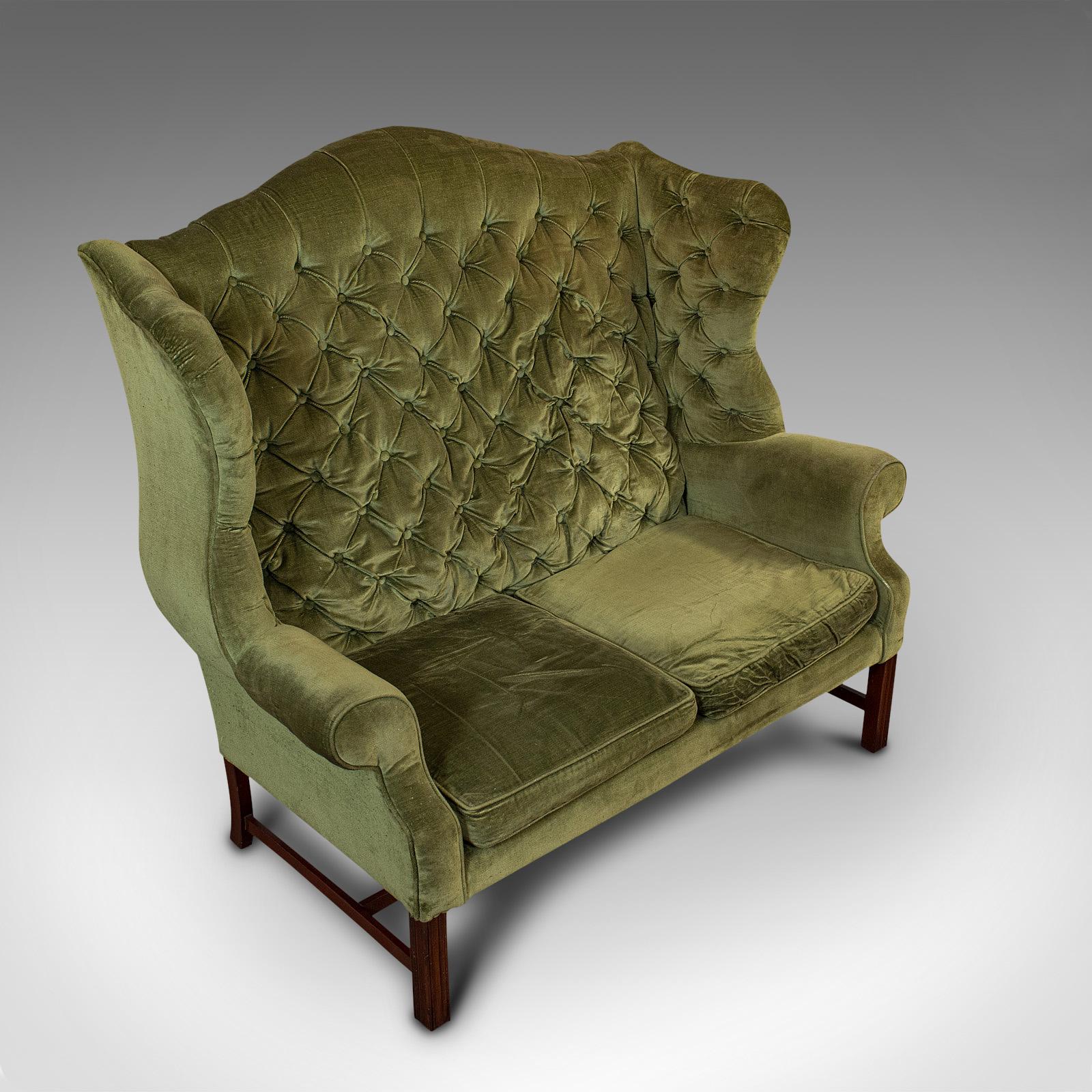 Antique High Wing-Back Settee, English, Sofa, Love Seat, Edwardian, circa 1910 In Good Condition In Hele, Devon, GB