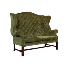 Antique High Wing-Back Settee, English, Sofa, Love Seat, Edwardian, circa 1910