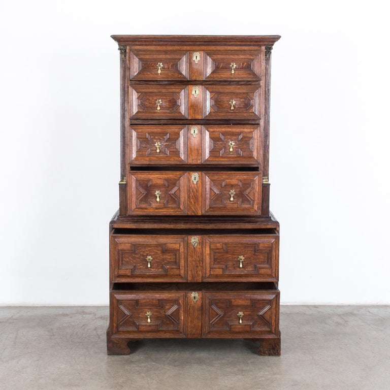 Antique Highboy Oak Drawer Chest at 1stDibs