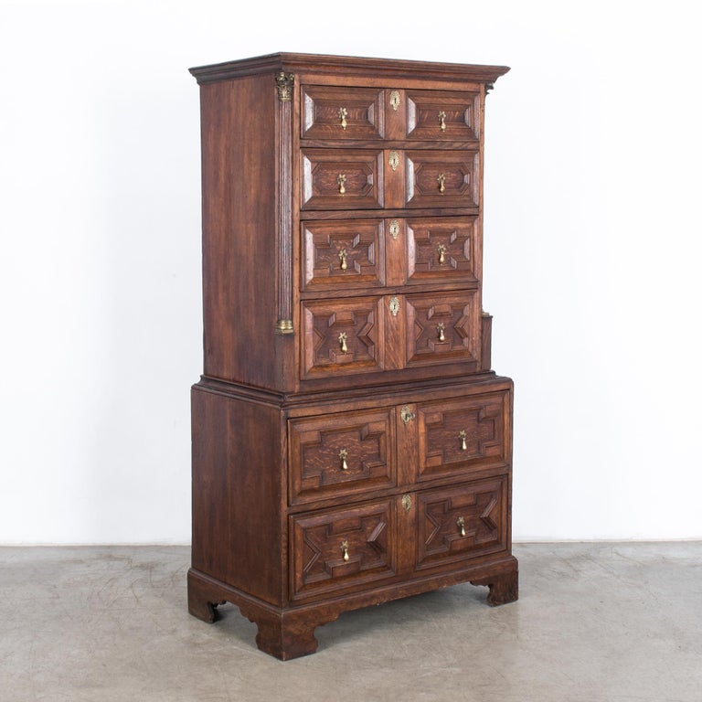 Antique Highboy Oak Drawer Chest at 1stDibs
