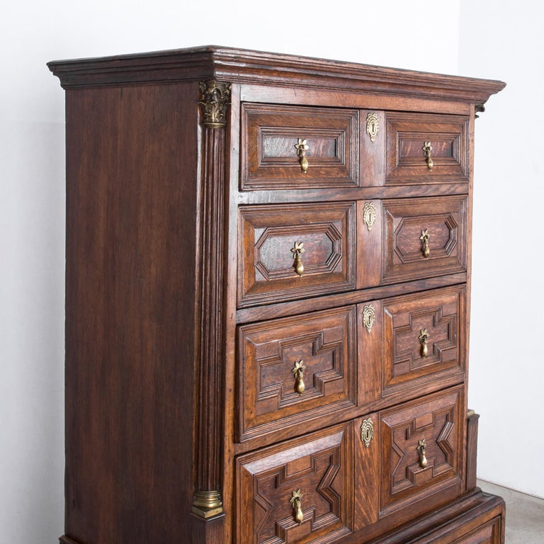 Antique Highboy Oak Drawer Chest at 1stDibs