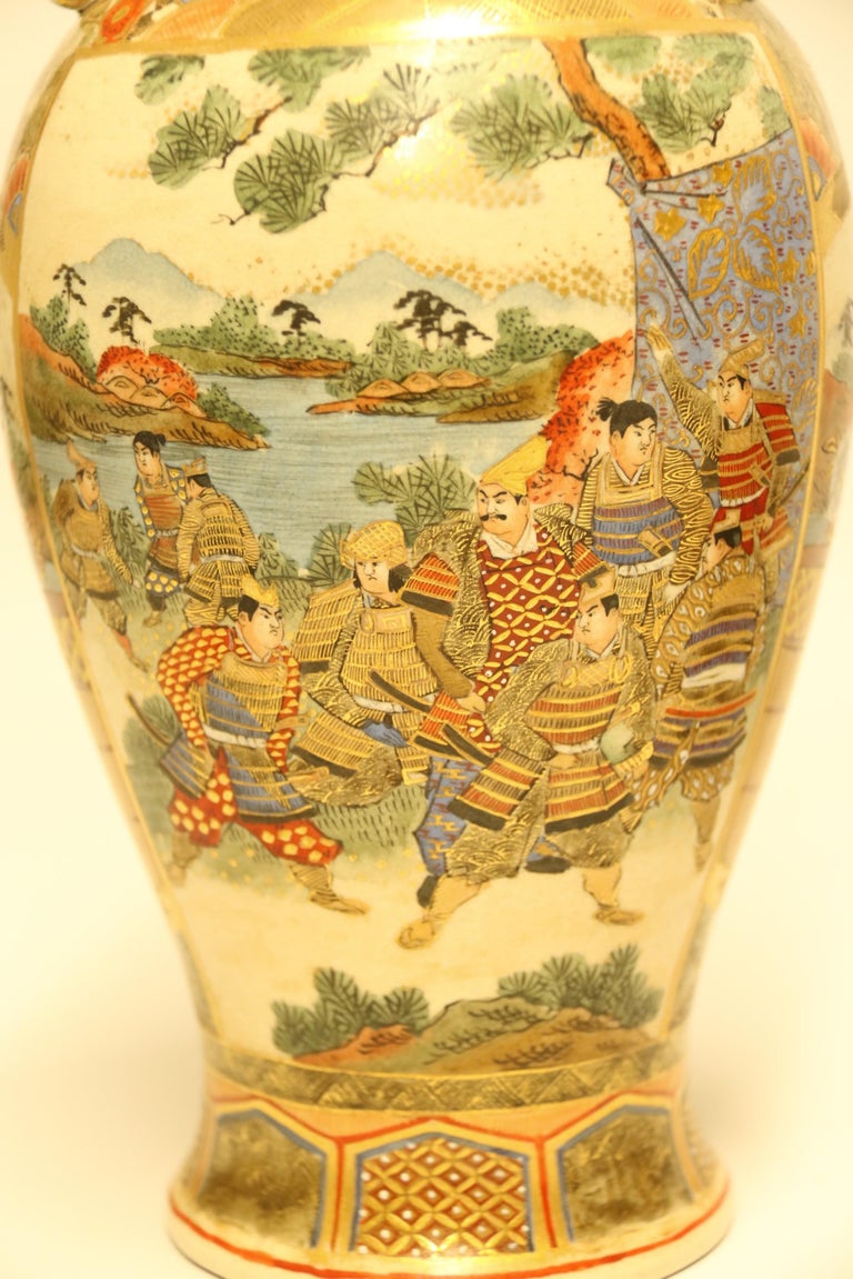 Antique Highly Decorative Pair of Japanese Satsuma Vases, circa 1910