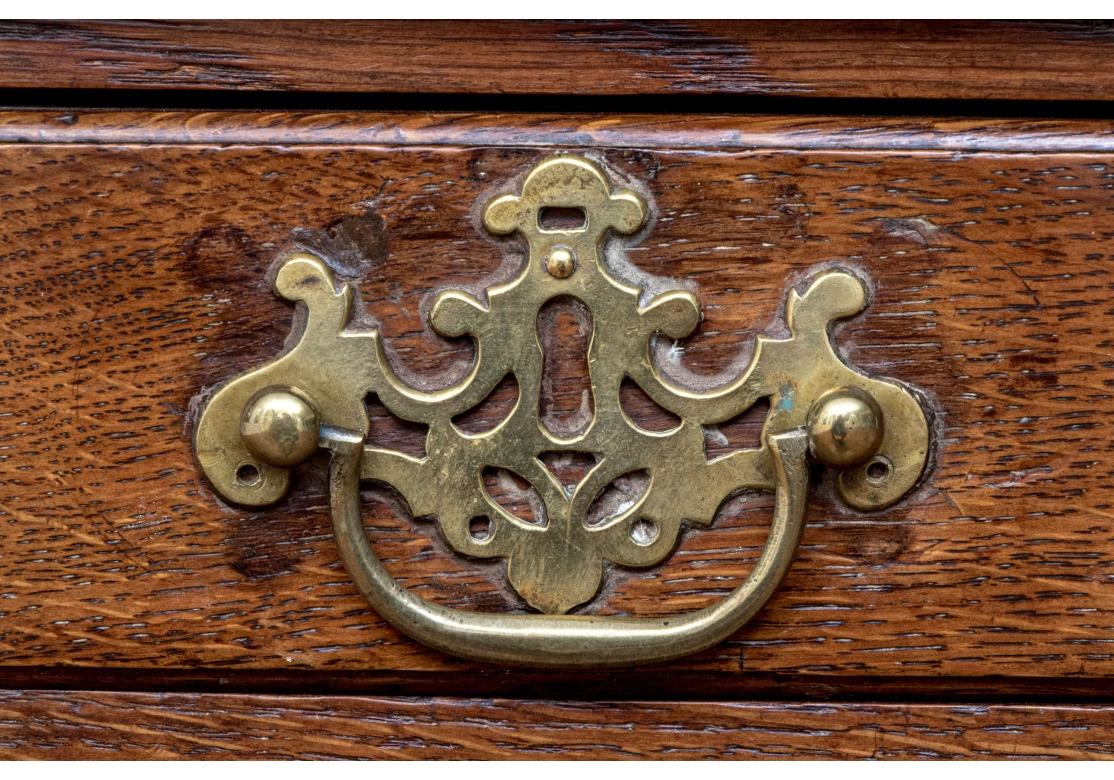 Chêne Ancienne commode basse de style Chippendale en chêne teinté hautement figuré en vente