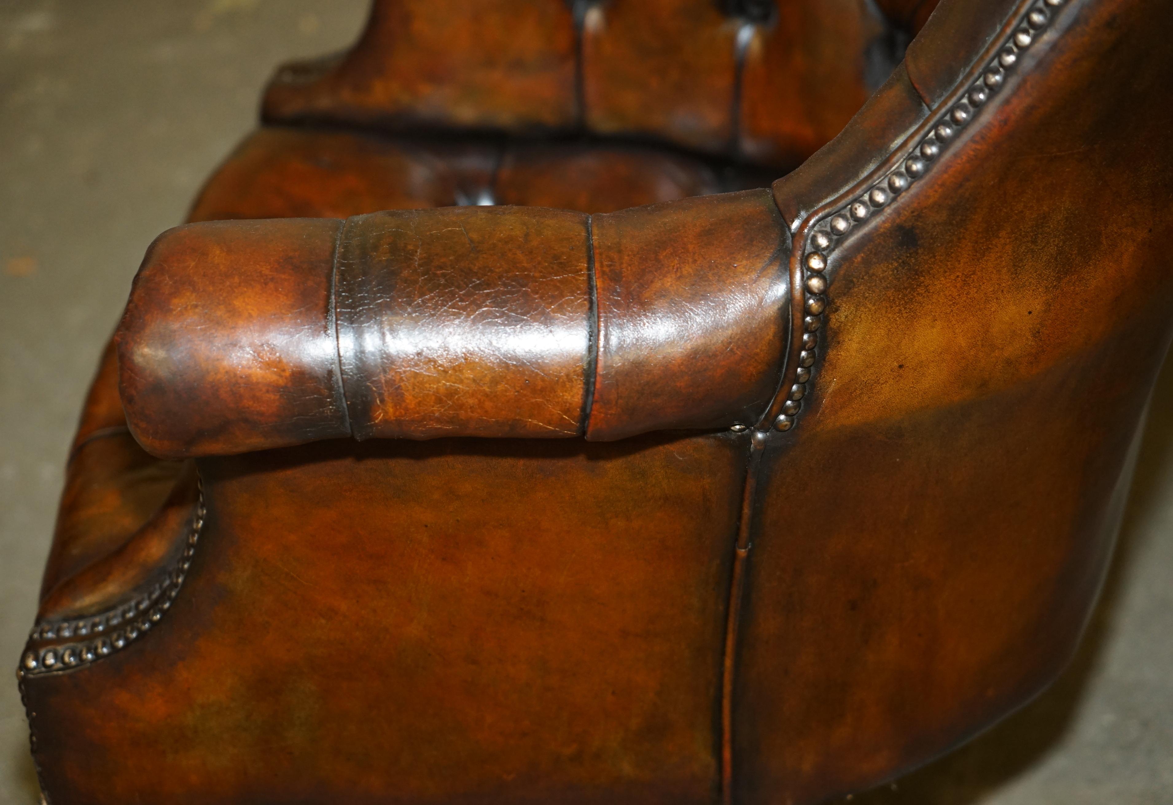 ANTICO GODFATHER HILLCREST SEDIA DA DIRETTORE IN PELLE MARRONE CHEsterfield in vendita 12